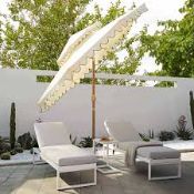 Boxed Fabienne Beige 3M Octagonal Double Top Crank and Tilt Parasol with Green Scalloped Edge RRP £