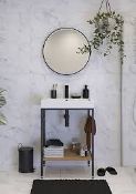 Sensio Aspect Matt Black Round Wall-mounted Bathroom & WC Illuminated Contemporary Mirror (LOC: