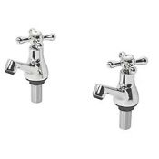 Swirl Traditional Chrome 82mm Cloakroom Cross Head 2 Tap Holes Basin Pillar Tap (LOC: SR2.3.7-