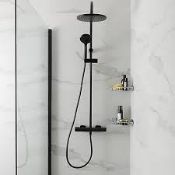 GoodHome Cavally Matt Black Wall-mounted Thermostatic Multi head shower (LOC: SR1.5.5-AE70)