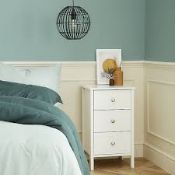 Valenca Satin white MDF 3 Drawer Bedside table (H)699mm (W)400mm (D)382.4mm (LOC: SR2.4.3-AF30)