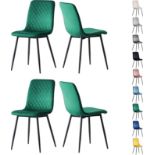 Boxed mcc direct Set of 4 Designer Velvet Fabric Dining Chairs Metal Legs Lexi Chairs (Green) (