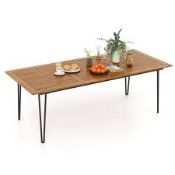 Boxed COSTWAY 220 x 95cm Patio Dining Table Acacia Wood Tabletop with Umbrella Hole RRP 3159.99.