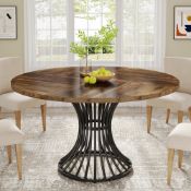 Boxed Round Dining Table for 4-6, 47" Farmhouse Circle Kitchen Table (LOC: SR6(1.6)-FL710)