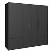 Boxed Forte JUPITER wardrobe 205.9 x 200.1 x 58.8 cm black, artisan oak RRP £399.99. (LOC: SR6.1F-