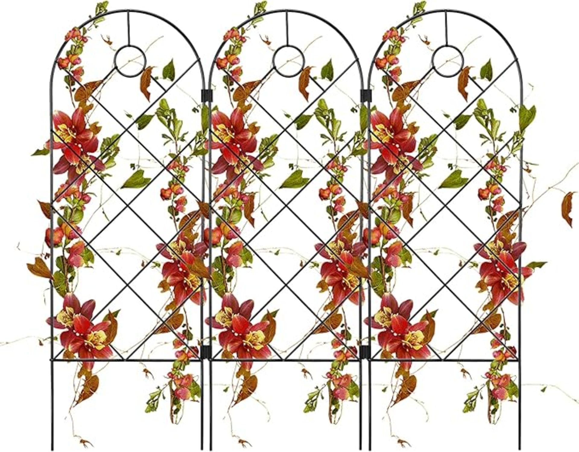 Boxed 3 Pack Metal Garden Trellis for Climbing Plants Outdoor 22.4 x 23.6 inch Plant Support Fence
