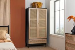 Boxed Croxley 2 Door 1 Drawer Rattan Wardrobe. From ornate rattan headboards to rattan detailed