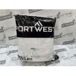120 X BRAND NEW PORTWEST WHITE LARGE DISPOSABLE COVERALLS LEG 31 INCHES (LOC: 29.1-AA6224)