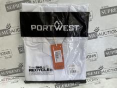 48 X BRAND NEW PORTWEST WHITE MENS FOOD COATS (SIZES MAY VARY) (LOC: 35.4-AA6507)