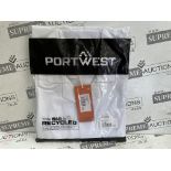 48 X BRAND NEW PORTWEST WHITE MENS FOOD COATS (SIZES MAY VARY) (LOC: 35.4-AA6507)