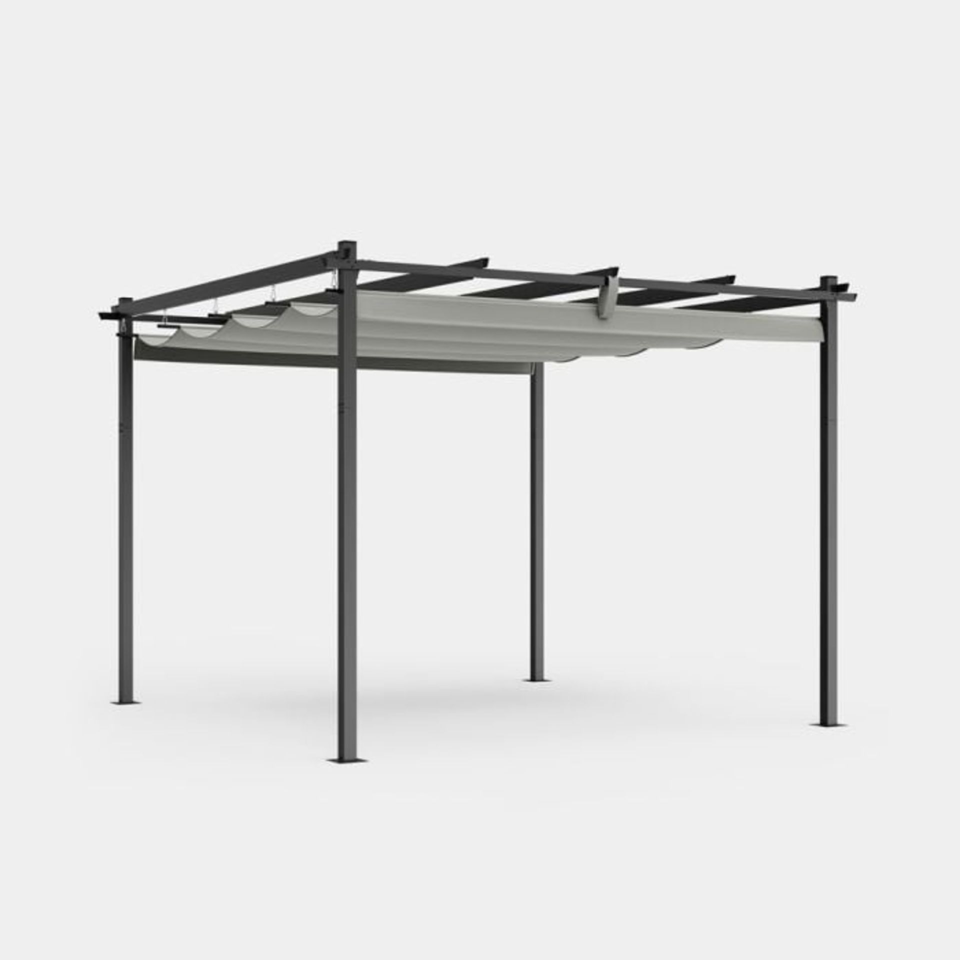 Boxed Metal Pergola with Retractable Roof Canopy - 3m x 3m (LOC: SR3(4.8)-VN625)