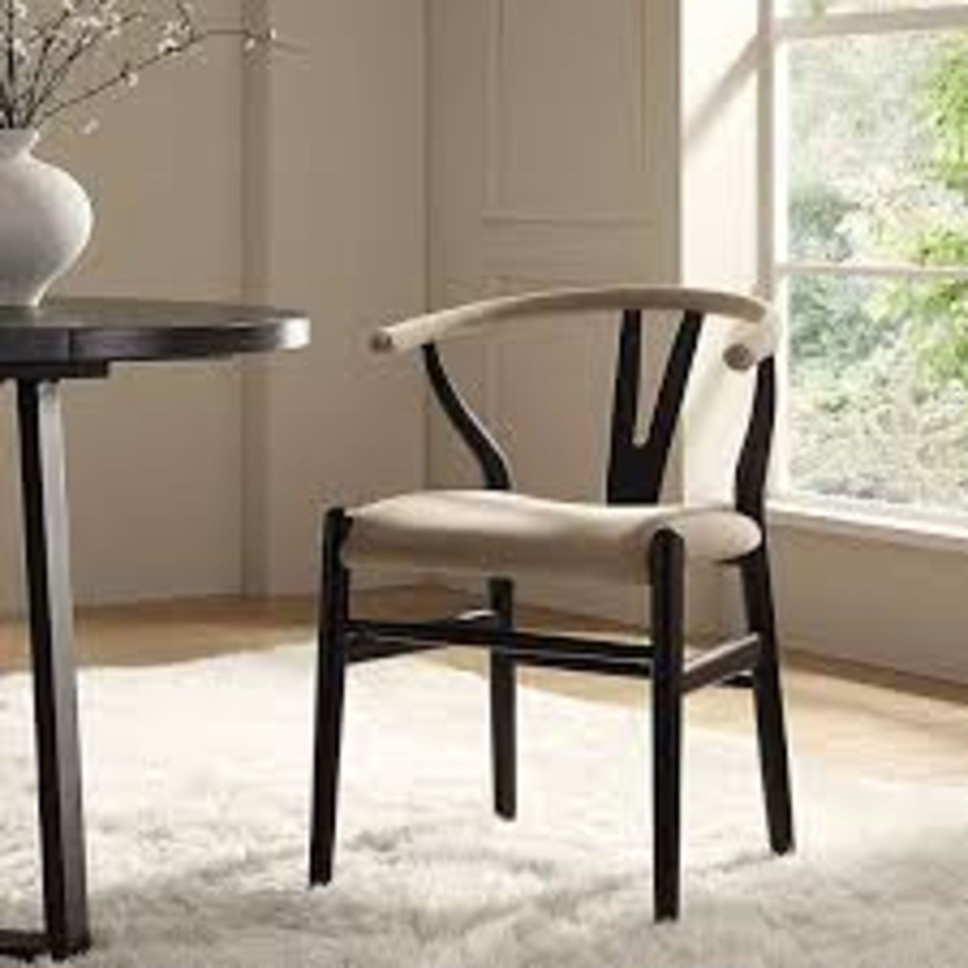 Boxed Hansel Padded Dining Chair, Taupe Velvet and Black Frame RRP £269.99. Our solid elm wood - Image 2 of 2