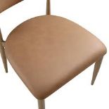 Boxed Dagmar Set of 2 Dining Chairs, Chestnut Faux Leather | Natural Frame RRP £319.99. Warm,