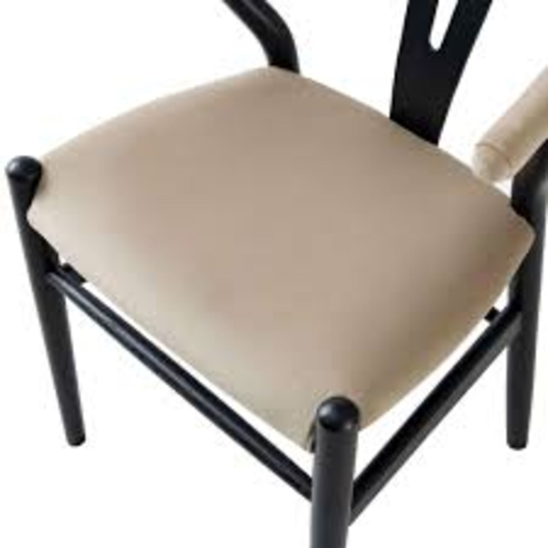 Boxed Hansel Padded Dining Chair, Taupe Velvet and Black Frame RRP £269.99. Our solid elm wood