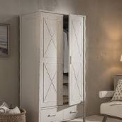 BoxedElstowe Faux Bamboo Double Wardrobe, Shaded beige RRP £899.99. Inspired by classic 18th Century