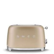 SMEG 50's Retro TSF01CHMUK 2-Slice Toaster - Matt Champagne - TSF01CHMUK. RRP £169.00. (LOC: R49.9-