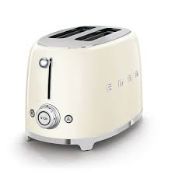 Smeg 50s Style TSF01CRUK Gloss Cream 2-Slice Toaster. RRP £169.00. (LOC: R49.9-SD21)