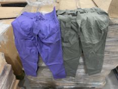 Pallet to contain 363kg of mixed clothing, to include Womens Cargo trousers, with tie waist, in
