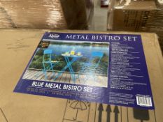 BRAND NEW Alpine Corporation 3-Piece Bistro Set with Folding Table and 2 Chairs, Durable Steel