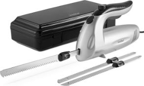 Boxed Electric Carving Knife With Two Serrated Blades For Multi-Purpose Use, Ergonomic Handle Plus