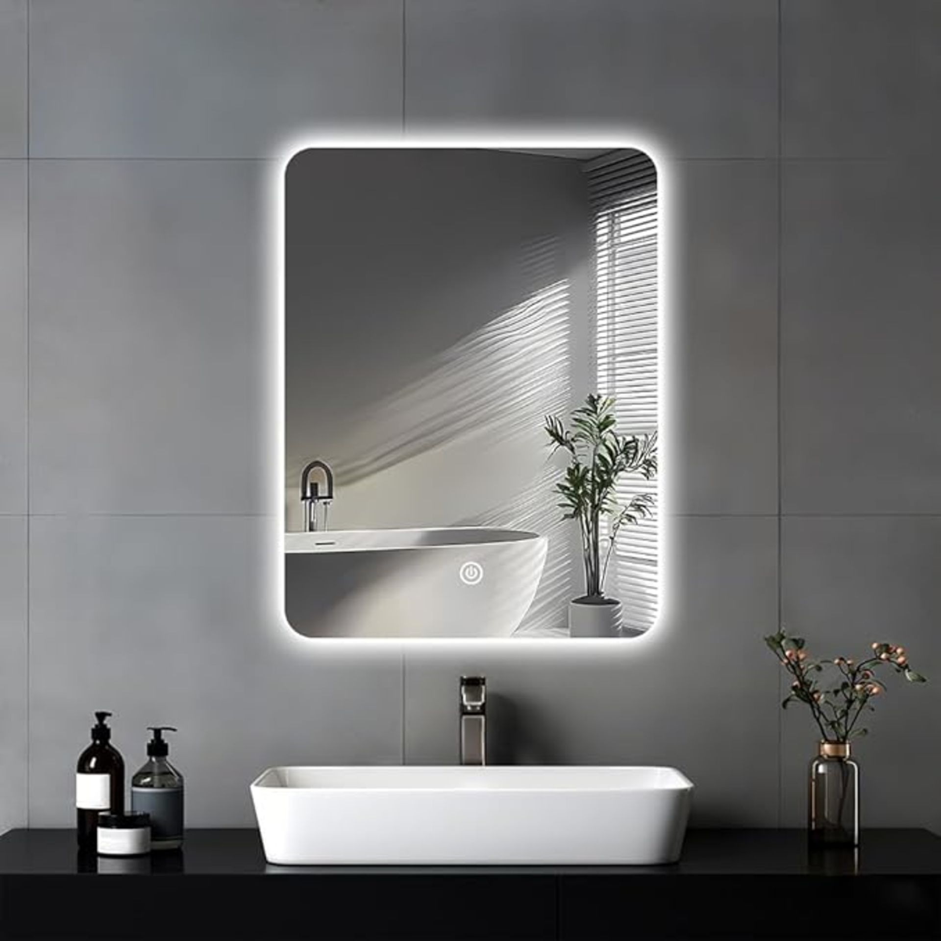 Boxed LED Bathroom Mirror For Over Sink, 45 x 60cm Vanity Mirror With Backlit Lights For Shower