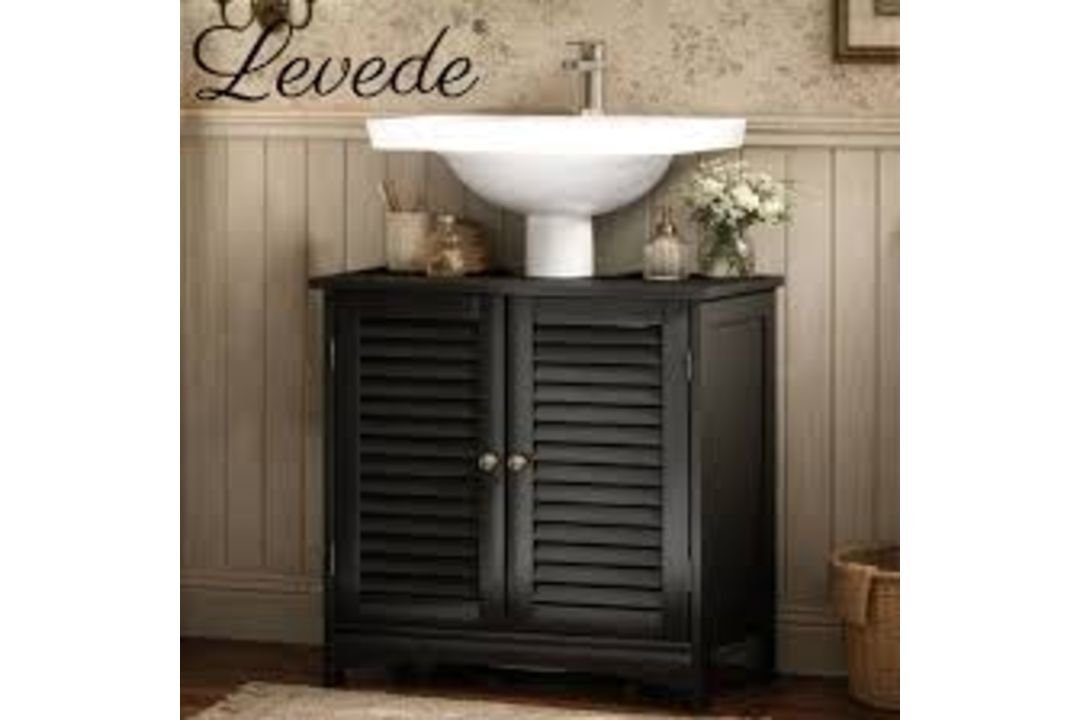 Boxed Levede Bathroom Under Sink Cabinet Basin Storage Cupboard Black Vanity Unit (LOC: SR6.7.2-