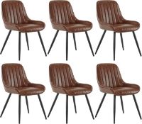 Boxed Lestarain Dining Chairs Set of 6, Vintage Kitchen Counter Chairs, With Metal Legs, PU