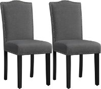 Boxed Yaheetech Upholstered Dining Chairs Set of 2 High Back Fabric Chairs with Nailhead Trim for