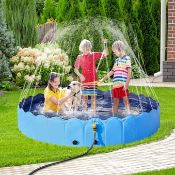 Boxed Yaheetech Foldable Dog Paddling Pool with Sprinkler Collapsible Dog Swimming Pool Doggie