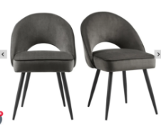 Boxed Oakley Set of 2 Dark Grey Velvet Upholstered Dining Chairs with Piping. RRP £249.99. Our