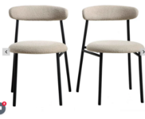 Boxed Donna Set of 2 Taupe Boucle Dining Chairs. RRP £219.99. With slightly curved back and round