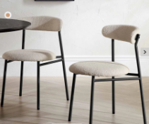 Boxed Donna Set of 2 Taupe Boucle Dining Chairs. RRP £219.99. With slightly curved back and round