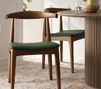 Boxed Arley Set of 2 Beech Wood Dining Chairs, Light Walnut and Olive Green. RRP £299.99. The wood