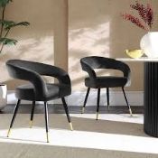 Boxed Laurel Wave Charcoal Velvet Set of 2 Dining Chairs RRP £299.99. Beautiful and inviting, our