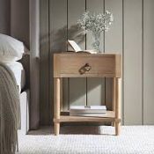 Boxed Thalia Concave 1 Drawer Bedside Table, Natural RRP £239.99. Featuring distinctive curved