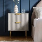 Boxed Richmond Ridged 2 Drawer Bedside Table, Matte Taupe RRP £209.99. Our Richmond bedside