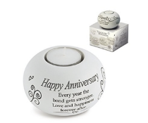 Box to contain 24 x Brand New Said with Sentiment Happy Anniversary - White Tea Light Holders, Creat