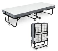 HOMCOM Folding Bed with 10cm Mattress, Portable Foldable Guest Bed with Wheels, Last minute overnigh