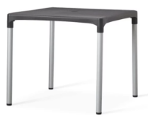 Black Square Venezeula Square Table with Aluminium Legs 80 x 80 cm 73cm Height.