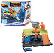 8 x Mattel Hot Wheels City small set - Downtown express car wash station, Build a Hot Wheels set acc