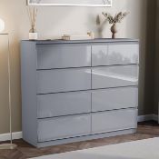 Boxed Vida Designs Glinton 8 Drawer Chest of Drawers | Grey | 95.5H x 100W x 35D cm | Stylish High-