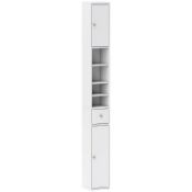 Boxed HOMCOM 178 cm Narrow Tall Bathroom Cabinet - White. Maximized storage solution: This slim