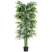 Boxed Outsunny 6ft Artificial Bamboo Tree Plant Greenery in A Pot for Home Office Planter 1.8M.