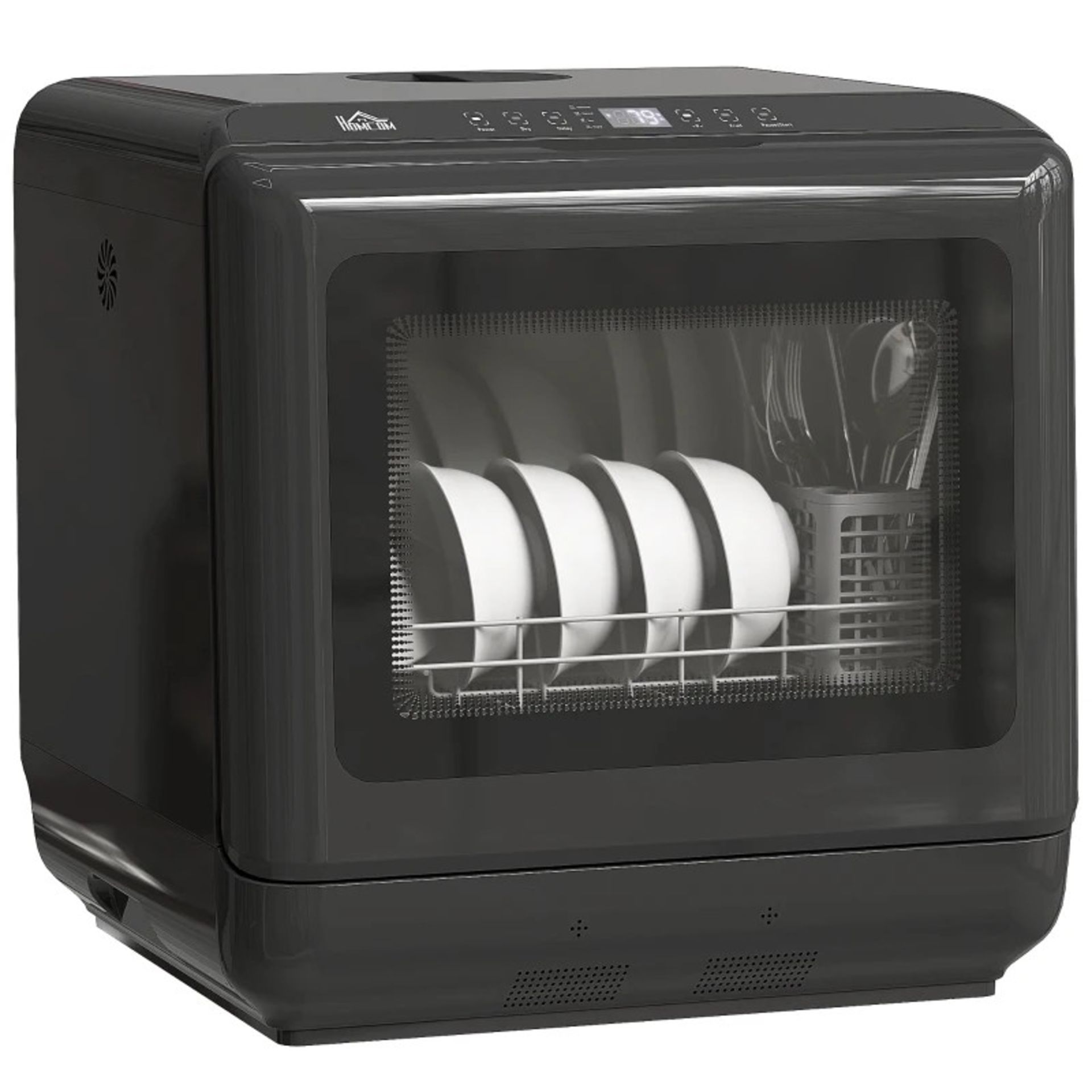 Boxed HOMCOM 6L Five-Mode Tabletop Dishwasher - Black RRP £569.99. Multi-mode design: Tabletop