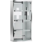 Boxed HOMCOM 4 Tier Stainless Steel Wall Mounted Medicine Cabinet Glass Lockable Door Storage