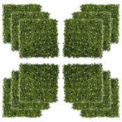 Boxed Outsunny 12PCS Artificial Boxwood Wall Panels 50cm x 50cm Grass Privacy Fence Screen Faux