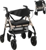 Boxed HOMCOM 2 in 1 Wheelchair Transport Chair & Folding Rollator Walker with Seat, Backrest,