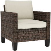 Boxed Outsunny Single Rattan Armchair, with Cushions - Brown RRP £119.99. Rattan single garden