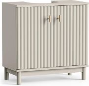 Boxed Under Sink Bathroom Cabinet - Stone Under Sink Storage Unit with Fluted Textured Doors -
