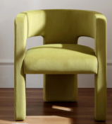 Boxed Greenwich Olive Green Velvet Dining Chair. RRP £209.99. Well-cushioned seat and sumptuous
